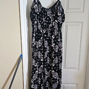 Floral Maxi Romper - Black and White